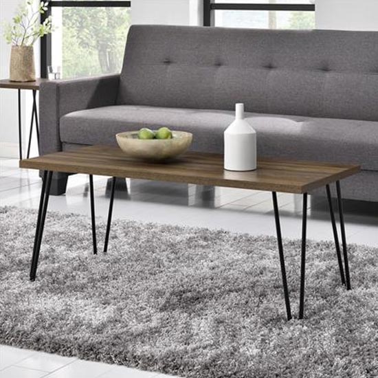 Ojai Wooden Coffee Table With Black Legs In Florence Walnut