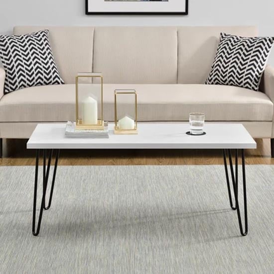 Read more about Ojai wooden coffee table with black legs in white