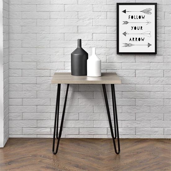 Read more about Ojai wooden side table with black legs in rustic oak