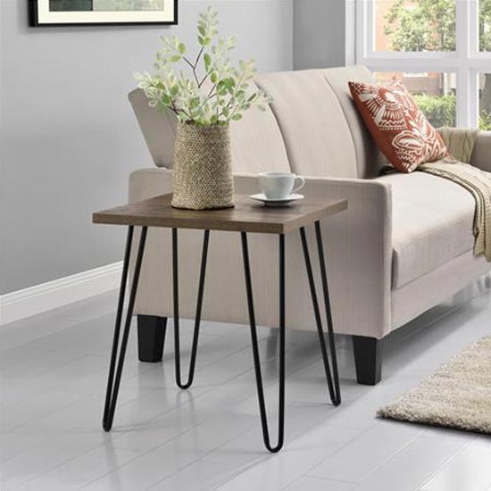 Ojai Wooden Side Table With Black Legs In Florence Walnut