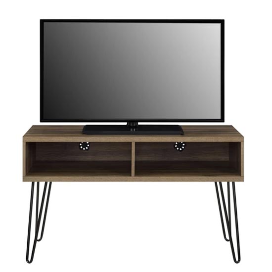 Ojai Wooden TV Stand With Black Legs In Florence Walnut