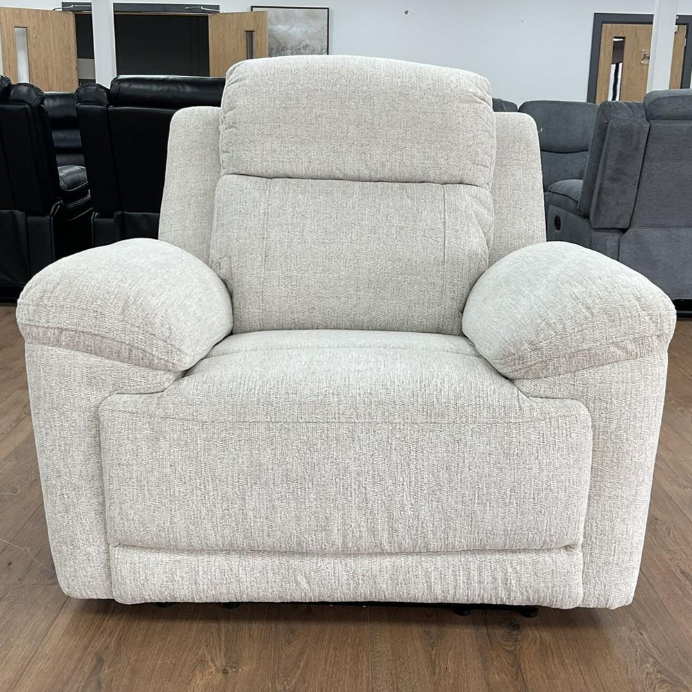 Owenton Fabric Electric Recliner 1 Seater Sofa In Beige