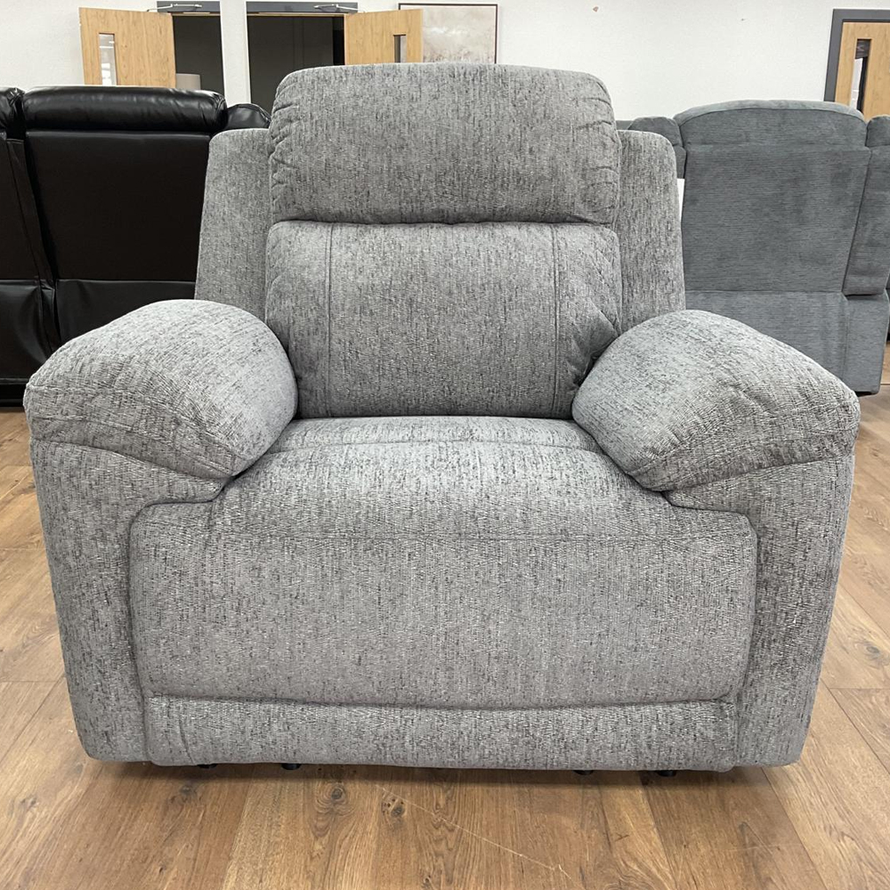 Owenton Fabric Electric Recliner 1 Seater Sofa In Grey