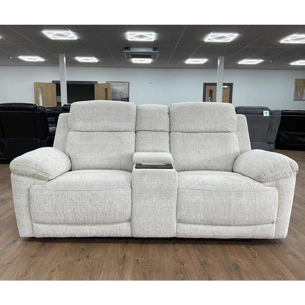 Owenton Fabric Electric Recliner 2 Seater Sofa In Beige
