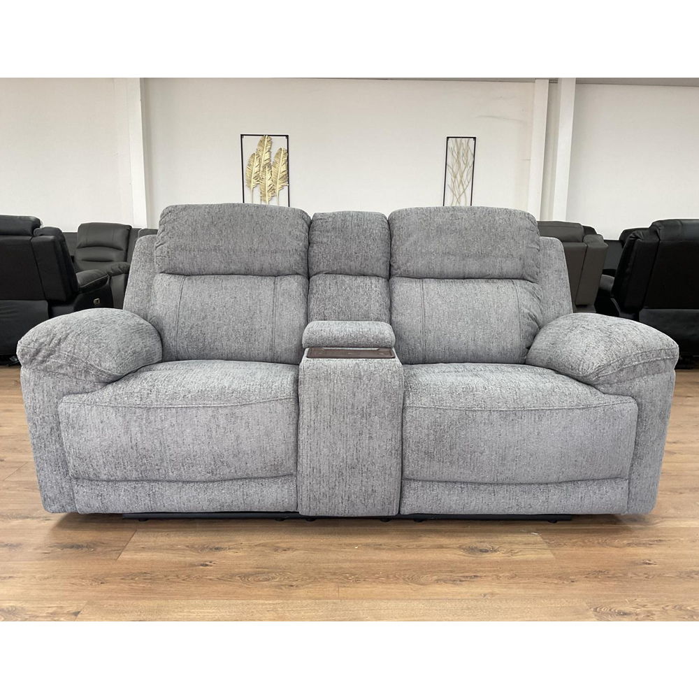 Owenton Fabric Electric Recliner 2 Seater Sofa In Grey