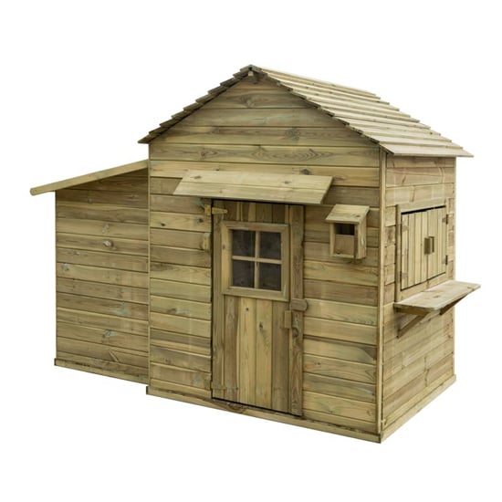 Oxer Wooden Club House Kids Playhouse In Natural Timber_14