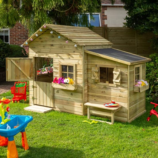 Oxer Wooden Club House Kids Playhouse In Natural Timber
