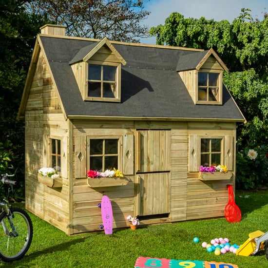 Oxer Wooden Country Cottage Kids Playhouse In Natural Timber_3