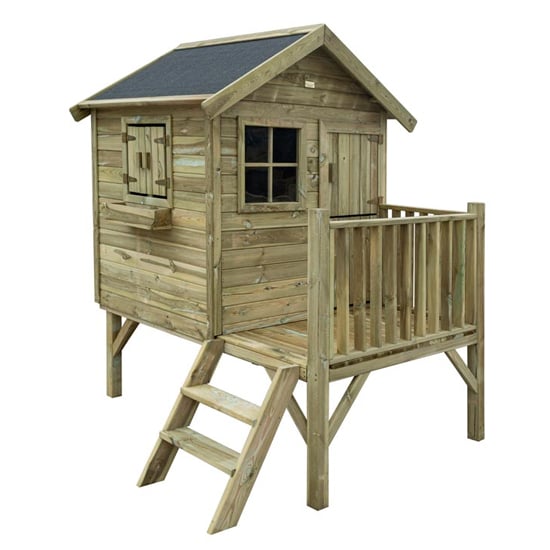 Oxer Wooden Cozy Cottage Kids Playhouse In Natural Timber_4