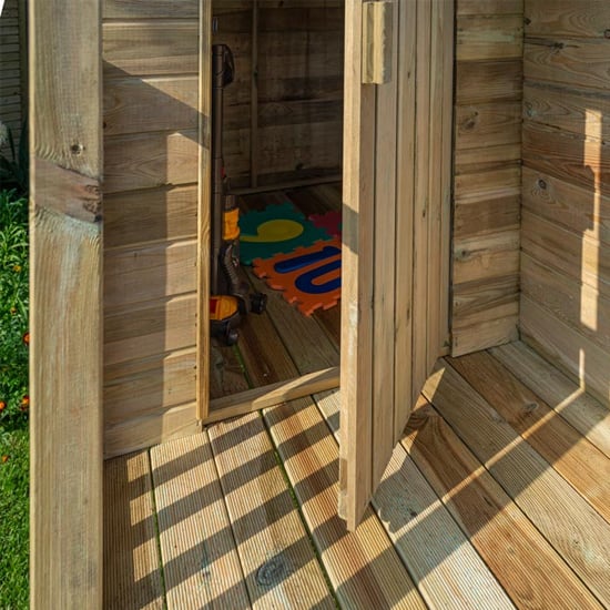 Oxer Wooden Highview Hideaway Kids Playhouse In Natural Timber_7
