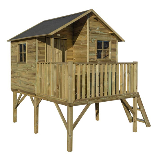 Oxer Wooden Highview Hideaway Kids Playhouse In Natural Timber_10