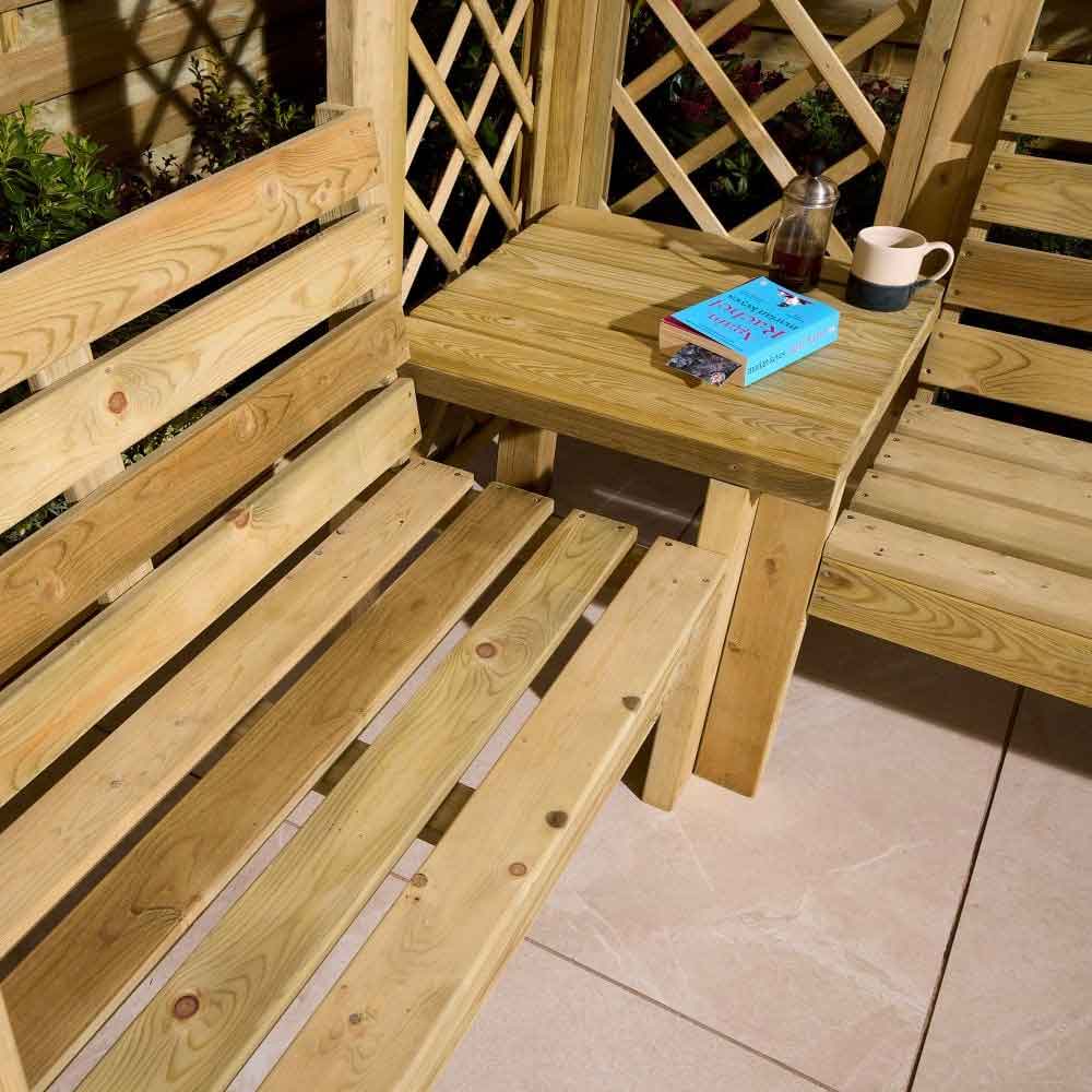 Oxer Wooden Garden Corner Arbour in Natural Timber