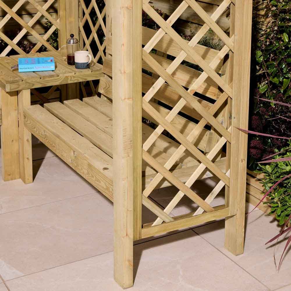 Oxer Wooden Garden Corner Arbour in Natural Timber