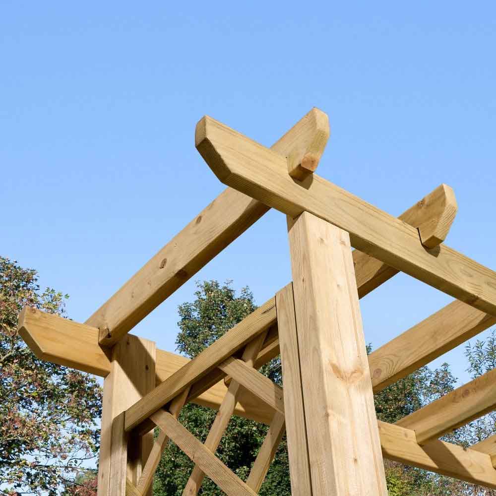 Oxer Wooden Garden Corner Arbour in Natural Timber