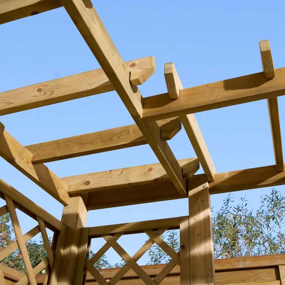 Oxer Wooden Garden Corner Arbour in Natural Timber