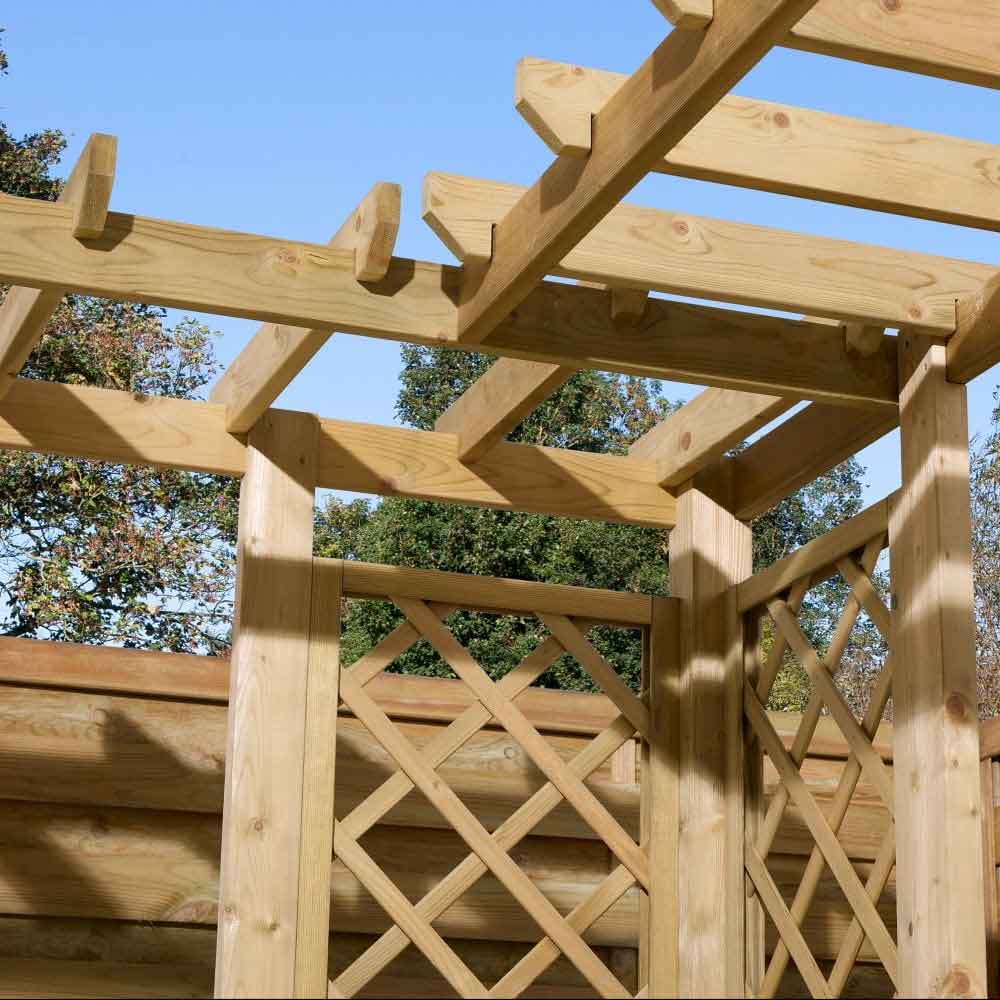 Oxer Wooden Garden Corner Arbour in Natural Timber