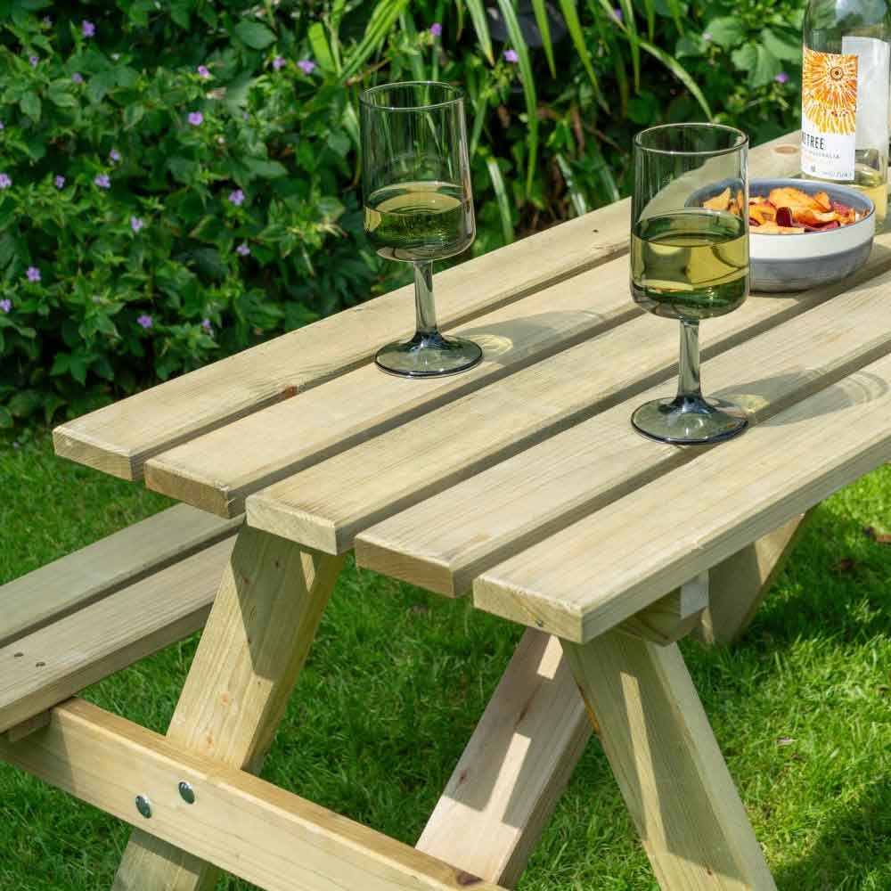 Oxer Wooden Garden Picnic Table 1.2m In Natural