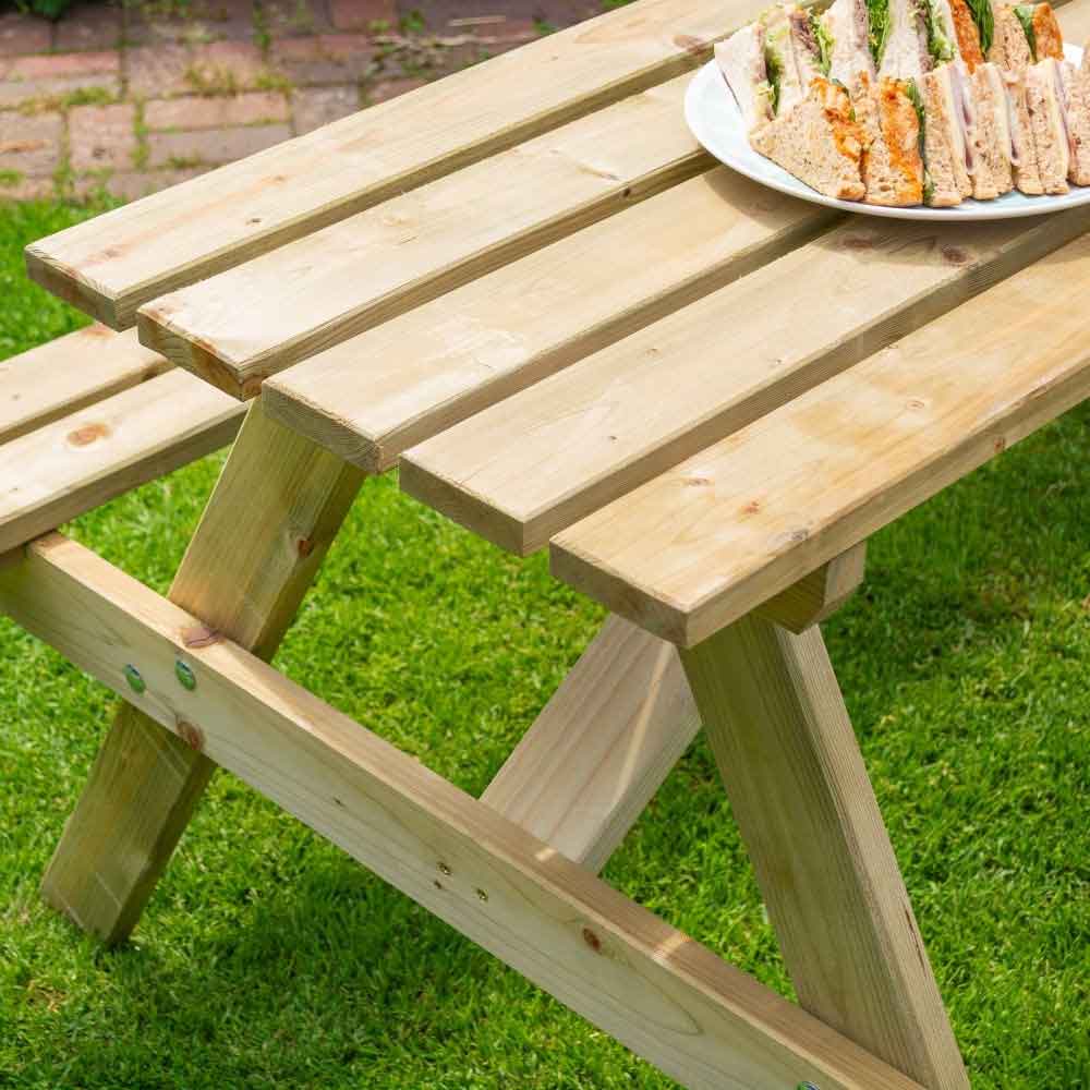Oxer Wooden Garden Picnic Table 1.8m In Natural