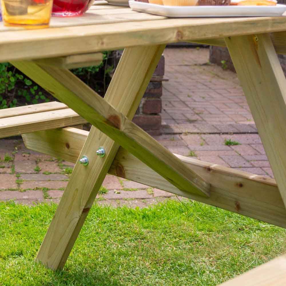 Oxer Wooden Garden Picnic Table 1.8m In Natural