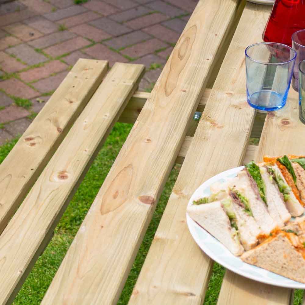 Oxer Wooden Garden Picnic Table 1.8m In Natural
