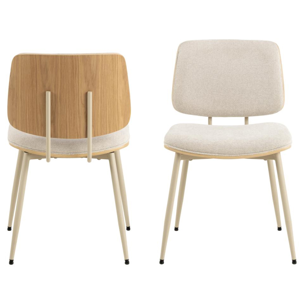 Oxford Beige Oak Fabric Dining Chairs In Pair