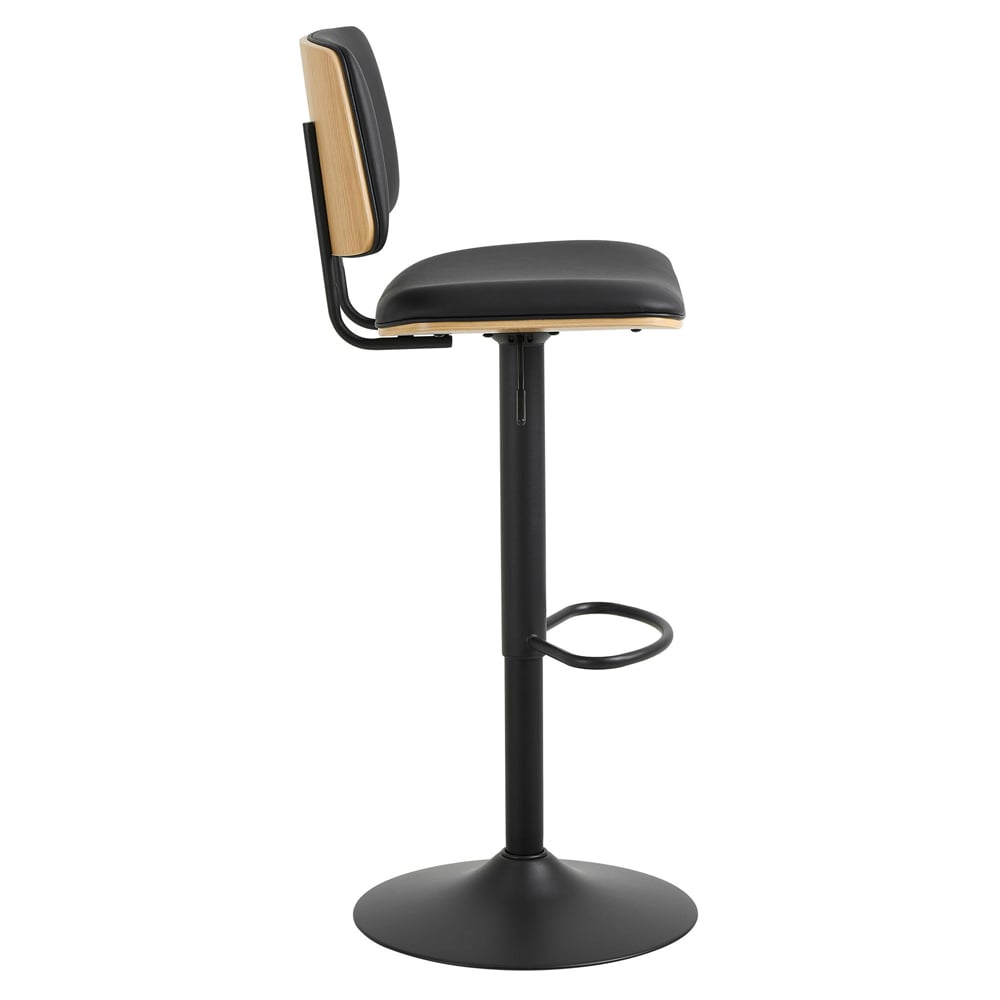 Oxford Black Oak PU Leather Bar Stools With Steel Base In Pair
