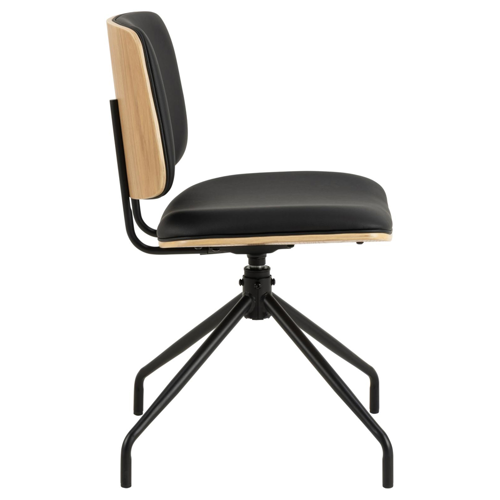 Oxford Black Oak PU Leather Dining Chairs In Pair