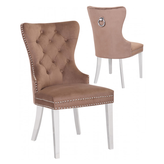Oxford Brown Velvet Dining Chairs In Pair Furniture in Fashion