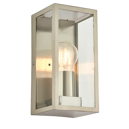 Oxford Clear Glass Panels Wall Light In Brushed Stainless Steel