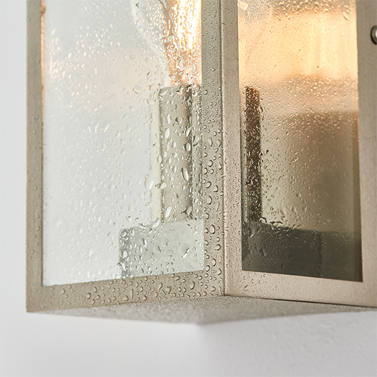 Oxford Clear Glass Panels Wall Light In Brushed Stainless Steel