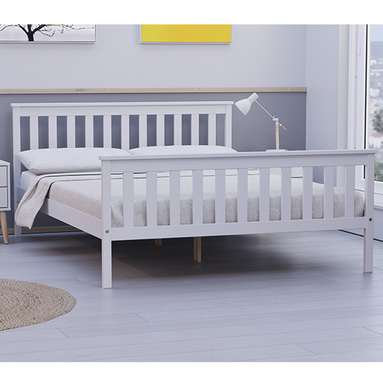 Product photograph of Oxford Pine Wood Double Bed In White from Furniture in Fashion