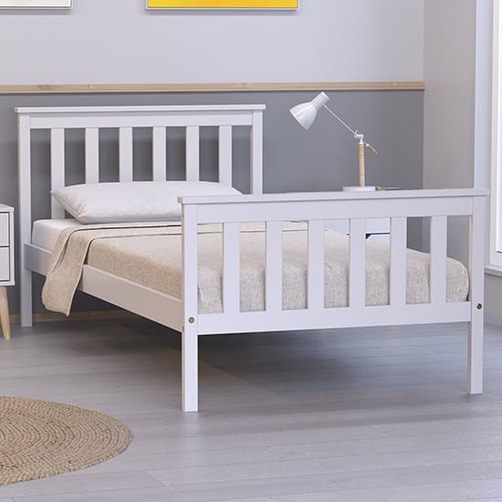 Oxford Pine Wood Single Bed In White_1