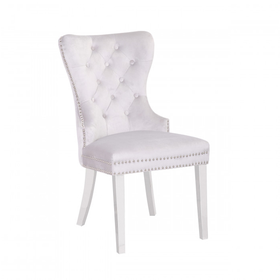 Oxford White Velvet Dining Chairs In Pair Sale