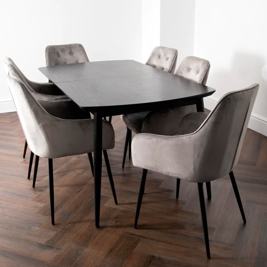 Product photograph of Onamia Wooden Extending Dining Table With 4 Chairs In Dark Ash from Furniture in Fashion