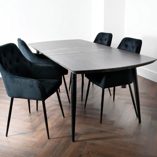 Product photograph of Onamia Wooden Extending Dining Table With 4 Chairs In Grey Oak from Furniture in Fashion