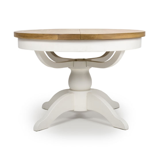 Oxford Wooden Round Extending Dining Table In White And Oak_3