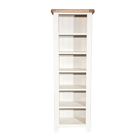 Oxford Wooden Slim Bookcase In White And Oak Furniture in Fashion