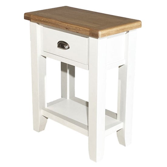 Read more about Oxford wooden small console table in white and oak