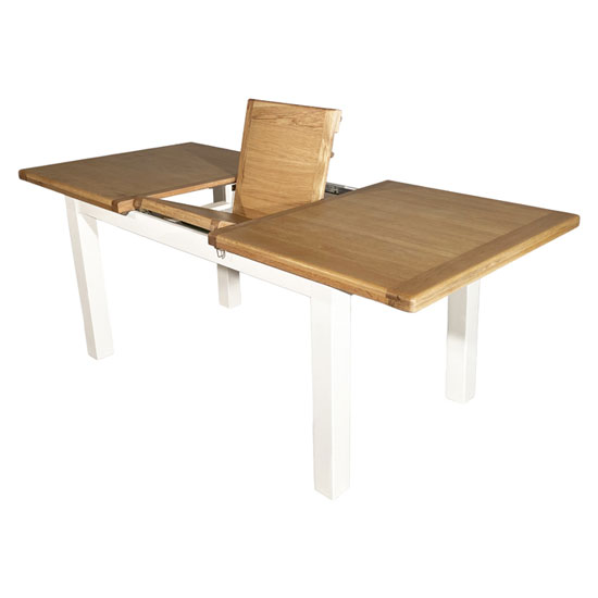 Oxford Wooden Small Extending Dining Table In White And Oak_3