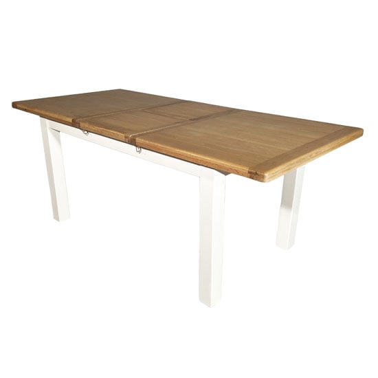 Read more about Oxford wooden small extending dining table in white and oak