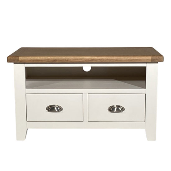Oxford Wooden Small TV Unit In White And Oak_2