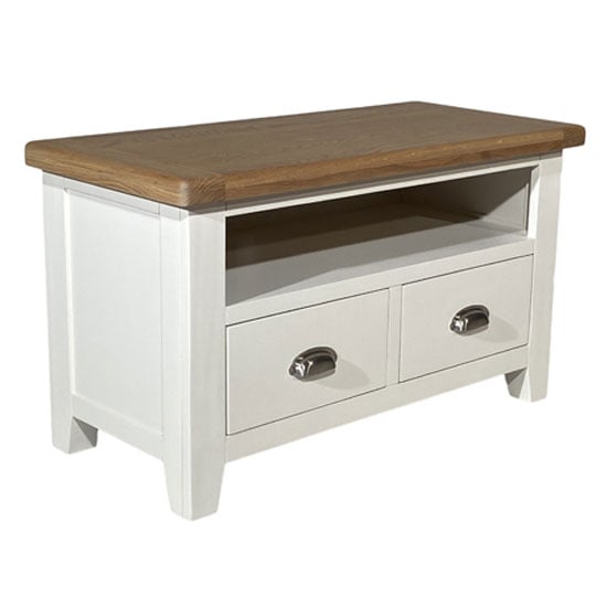 Oxford Wooden Small TV Unit In White And Oak_1