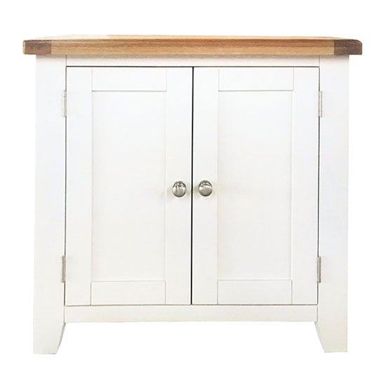 Photo of Oxford wooden storage cupboard in white and oak