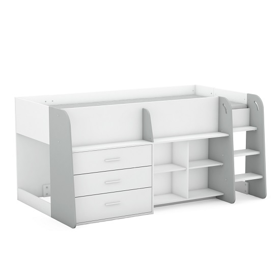 Oxley Wooden Childrens Bed In Matt White And Light Grey Furniture in Fashion