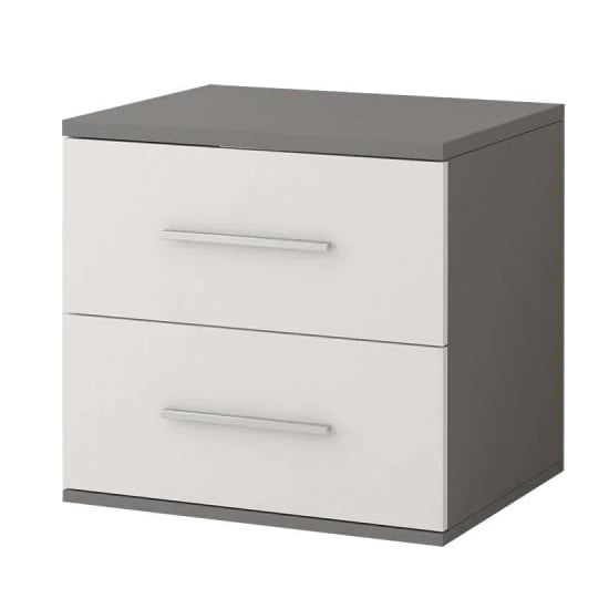 Product photograph of Oxnard Wooden Bedside Cabinet With 2 Drawers In Matt Grey from Furniture in Fashion