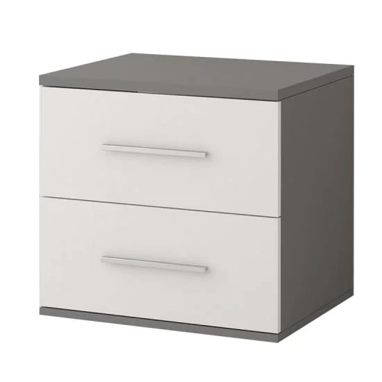 Read more about Oxnard wooden bedside cabinet with 2 drawers in matt grey