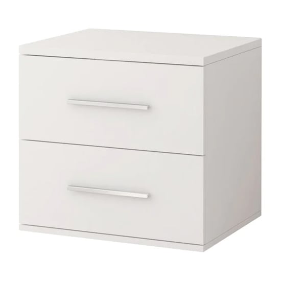 Oxnard Wooden Bedside Cabinet With 2 Drawers In Matt White