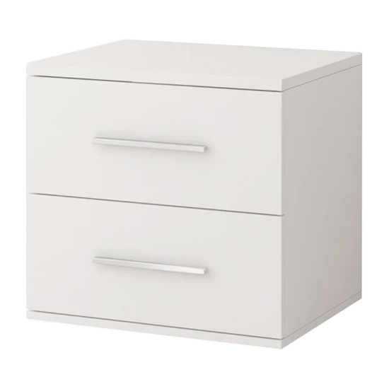 Read more about Oxnard wooden bedside cabinet with 2 drawers in matt white