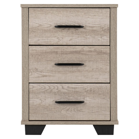 Oxnard Wooden Bedside Cabinet With 3 Drawers In Light Oak