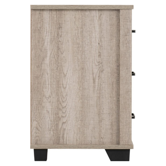 Oxnard Wooden Bedside Cabinet With 3 Drawers In Light Oak